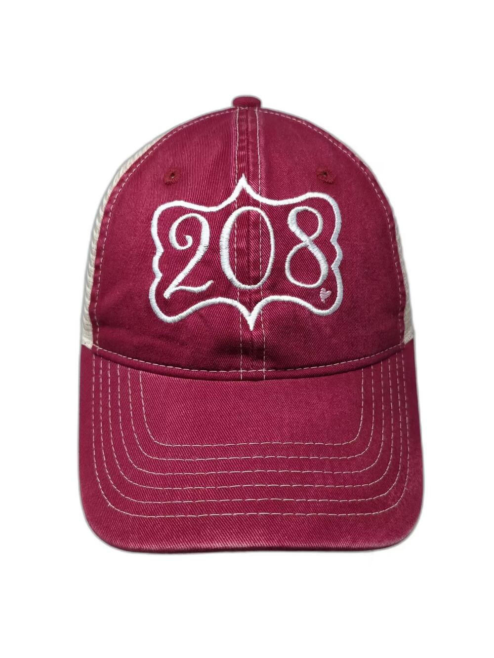 Comfort Colors 208 Idaho Area Code Trucker Hat Red Beige One Size Adjustable Hat